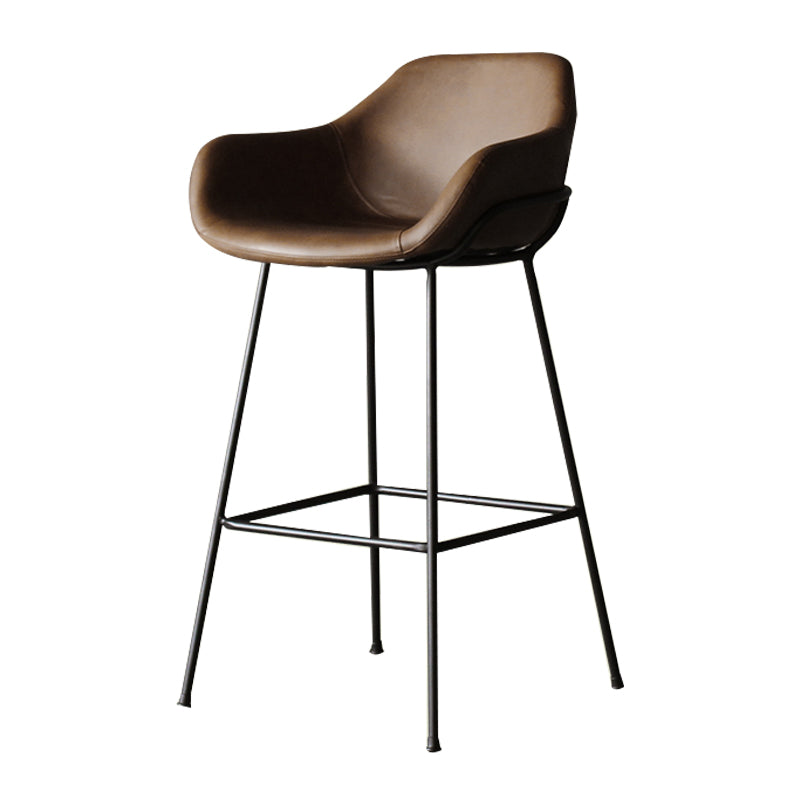 1Pcs Industrial Style Counter Stool Iron Upholstered Bristol Bar Stool with Bucket Seat Coffee Clearhalo 'Bar Furniture' 'Bar Stools' 'bar_stools' 'furniture_bar_stools' 'Kitchen & Dining Furniture' 'kitchen&dining_furn' 'kitchen' 'kitchen_furn' Furniture' 4182949