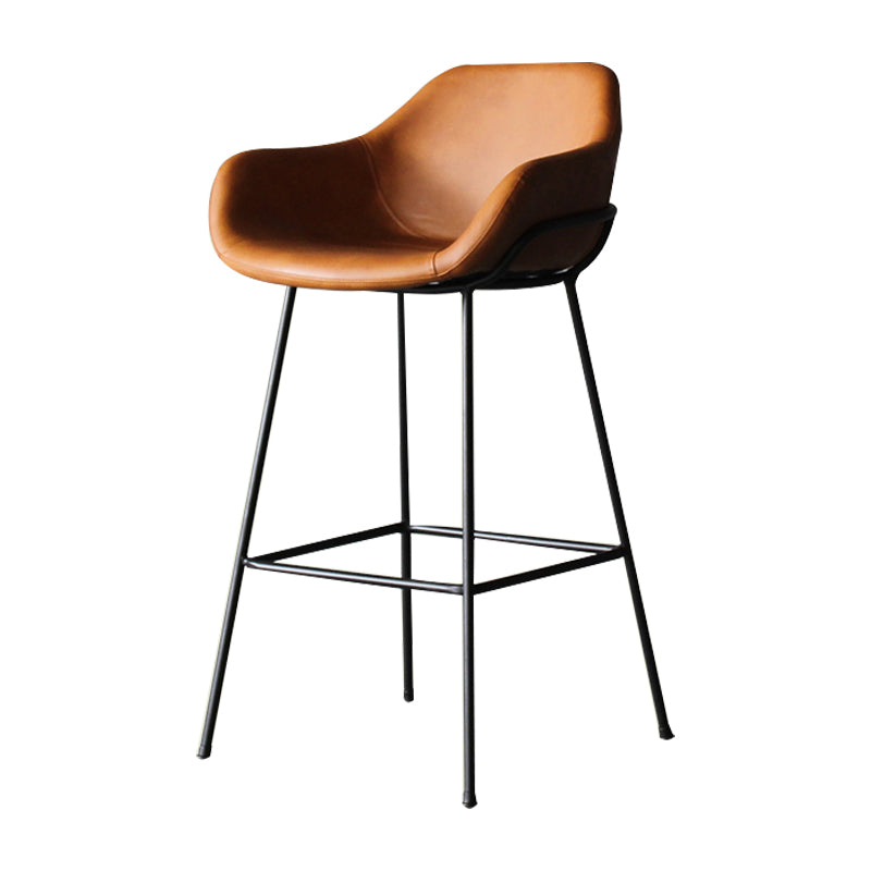 1Pcs Industrial Style Counter Stool Iron Upholstered Bristol Bar Stool with Bucket Seat Brown Clearhalo 'Bar Furniture' 'Bar Stools' 'bar_stools' 'furniture_bar_stools' 'Kitchen & Dining Furniture' 'kitchen&dining_furn' 'kitchen' 'kitchen_furn' Furniture' 4182952