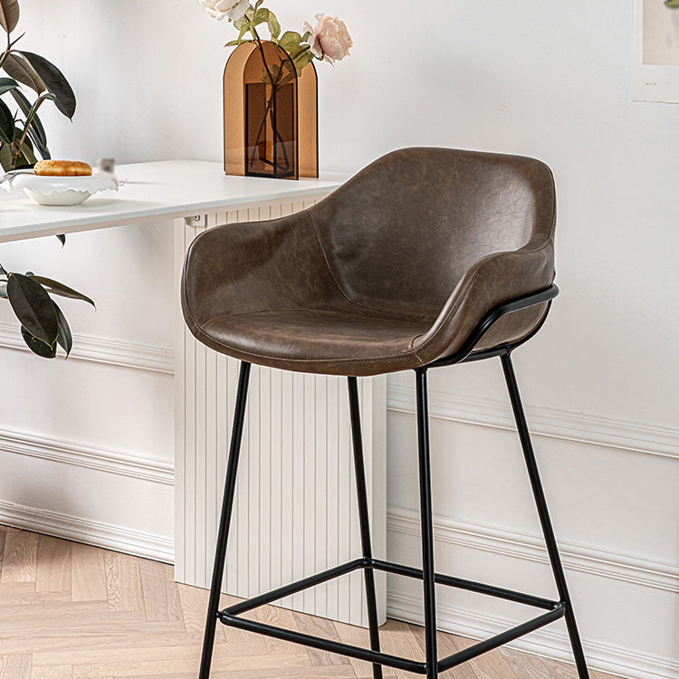 1Pcs Industrial Style Counter Stool Iron Upholstered Bristol Bar Stool with Bucket Seat Clearhalo 'Bar Furniture' 'Bar Stools' 'bar_stools' 'furniture_bar_stools' 'Kitchen & Dining Furniture' 'kitchen&dining_furn' 'kitchen' 'kitchen_furn' Furniture' 4182955