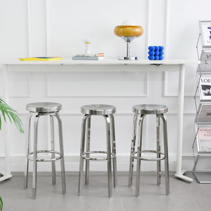 Glossy Backless Barstool Brushed Stainless Steel Industrial Indoor Tall Stool 1 Piece Clearhalo 'Bar Furniture' 'Bar Stools' 'bar_stools' 'furn' 'furn_bar_stools' 'furniture_bar_stools' 'Kitchen & Dining Furniture' 'kitchen&dining_furn' 'kitchen' 'kitchen_furn' Furniture' 4182960