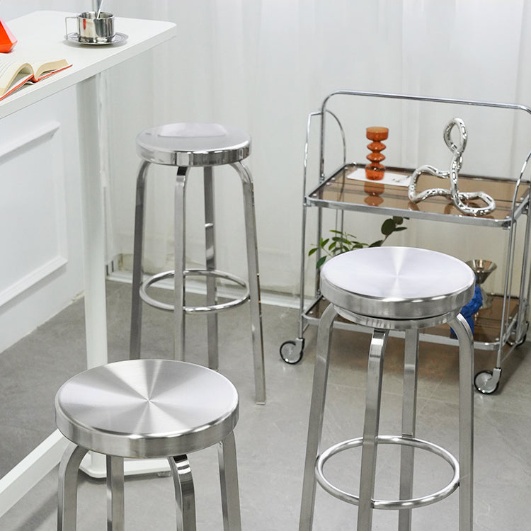 Glossy Backless Barstool Brushed Stainless Steel Industrial Indoor Tall Stool 1 Piece Clearhalo 'Bar Furniture' 'Bar Stools' 'bar_stools' 'furn' 'furn_bar_stools' 'furniture_bar_stools' 'Kitchen & Dining Furniture' 'kitchen&dining_furn' 'kitchen' 'kitchen_furn' Furniture' 4182963