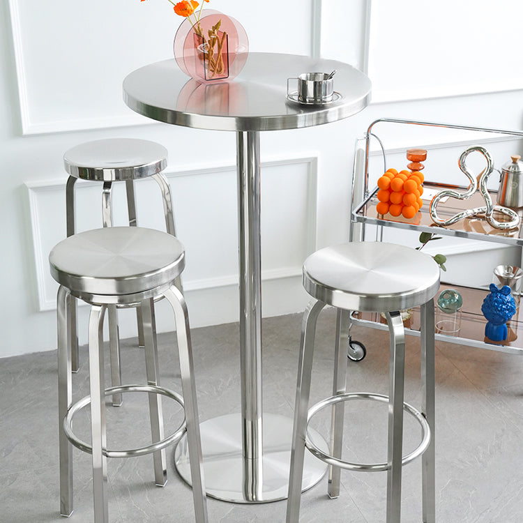 Glossy Backless Barstool Brushed Stainless Steel Industrial Indoor Tall Stool 1 Piece Clearhalo 'Bar Furniture' 'Bar Stools' 'bar_stools' 'furn' 'furn_bar_stools' 'furniture_bar_stools' 'Kitchen & Dining Furniture' 'kitchen&dining_furn' 'kitchen' 'kitchen_furn' Furniture' 4182971