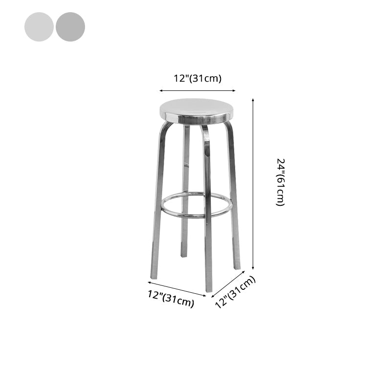 Glossy Backless Barstool Brushed Stainless Steel Industrial Indoor Tall Stool 1 Piece Clearhalo 'Bar Furniture' 'Bar Stools' 'bar_stools' 'furn' 'furn_bar_stools' 'furniture_bar_stools' 'Kitchen & Dining Furniture' 'kitchen&dining_furn' 'kitchen' 'kitchen_furn' Furniture' 4182972