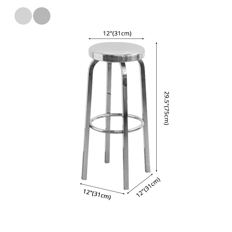 Glossy Backless Barstool Brushed Stainless Steel Industrial Indoor Tall Stool 1 Piece Clearhalo 'Bar Furniture' 'Bar Stools' 'bar_stools' 'furn' 'furn_bar_stools' 'furniture_bar_stools' 'Kitchen & Dining Furniture' 'kitchen&dining_furn' 'kitchen' 'kitchen_furn' Furniture' 4182974