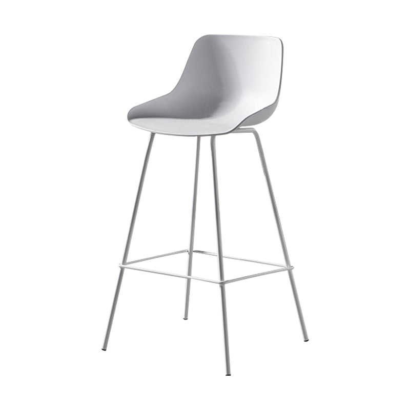 Scandinavian Metal Plastic Counter Stools Low Back Indoor Bar Stool with Bucket Seat White 1 Piece Clearhalo 'Bar Furniture' 'Bar Stools' 'bar_stools' 'furniture_bar_stools' 'Kitchen & Dining Furniture' 'kitchen&dining_furn' 'kitchen' 'kitchen_furn' Furniture' 4182981