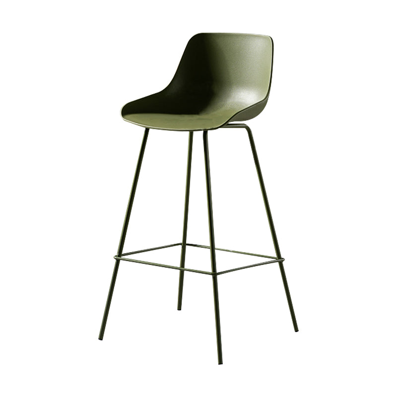 Scandinavian Metal Plastic Counter Stools Low Back Indoor Bar Stool with Bucket Seat Blackish Green 1 Piece Clearhalo 'Bar Furniture' 'Bar Stools' 'bar_stools' 'furniture_bar_stools' 'Kitchen & Dining Furniture' 'kitchen&dining_furn' 'kitchen' 'kitchen_furn' Furniture' 4182985