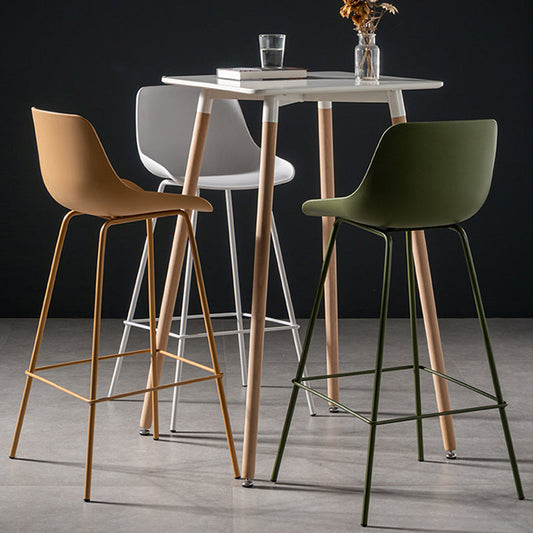 Scandinavian Metal Plastic Counter Stools Low Back Indoor Bar Stool with Bucket Seat Clearhalo 'Bar Furniture' 'Bar Stools' 'bar_stools' 'furniture_bar_stools' 'Kitchen & Dining Furniture' 'kitchen&dining_furn' 'kitchen' 'kitchen_furn' Furniture' 4182993