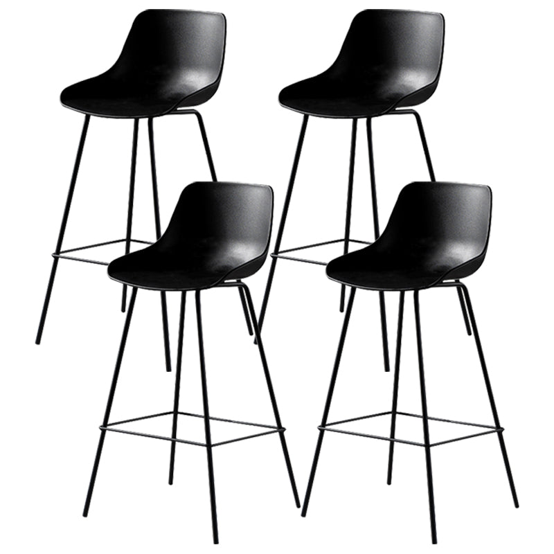 Scandinavian Metal Plastic Counter Stools Low Back Indoor Bar Stool with Bucket Seat Black Set of 4 Clearhalo 'Bar Furniture' 'Bar Stools' 'bar_stools' 'furniture_bar_stools' 'Kitchen & Dining Furniture' 'kitchen&dining_furn' 'kitchen' 'kitchen_furn' Furniture' 4183002
