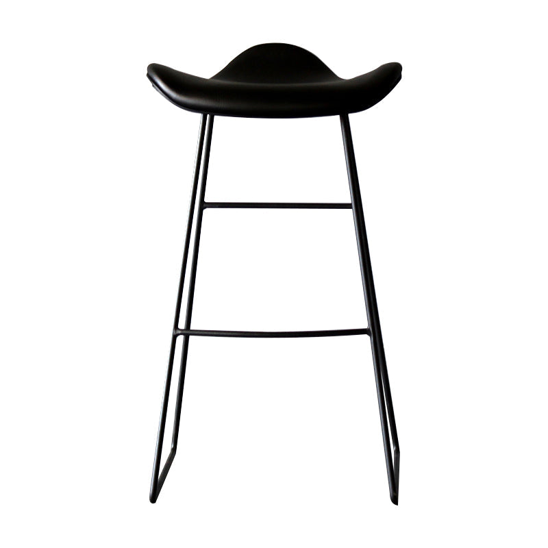 Black PU Leather Barstools Industrial Low Back Bristol Counter Stool with Saddle Seat Black 1 Piece Clearhalo 'Bar Furniture' 'Bar Stools' 'bar_stools' 'furniture_bar_stools' 'Kitchen & Dining Furniture' 'kitchen&dining_furn' 'kitchen' 'kitchen_furn' Furniture' 4183010