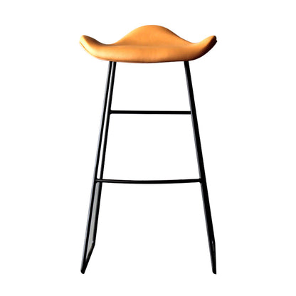 Black PU Leather Barstools Industrial Low Back Bristol Counter Stool with Saddle Seat Light Brown 1 Piece Clearhalo 'Bar Furniture' 'Bar Stools' 'bar_stools' 'furniture_bar_stools' 'Kitchen & Dining Furniture' 'kitchen&dining_furn' 'kitchen' 'kitchen_furn' Furniture' 4183017