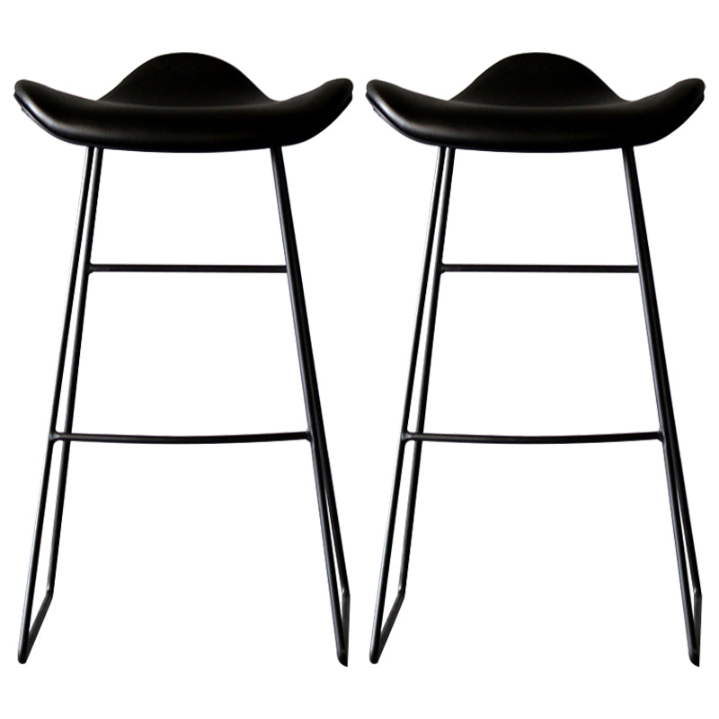 Black PU Leather Barstools Industrial Low Back Bristol Counter Stool with Saddle Seat Black Set of 2 Clearhalo 'Bar Furniture' 'Bar Stools' 'bar_stools' 'furniture_bar_stools' 'Kitchen & Dining Furniture' 'kitchen&dining_furn' 'kitchen' 'kitchen_furn' Furniture' 4183022