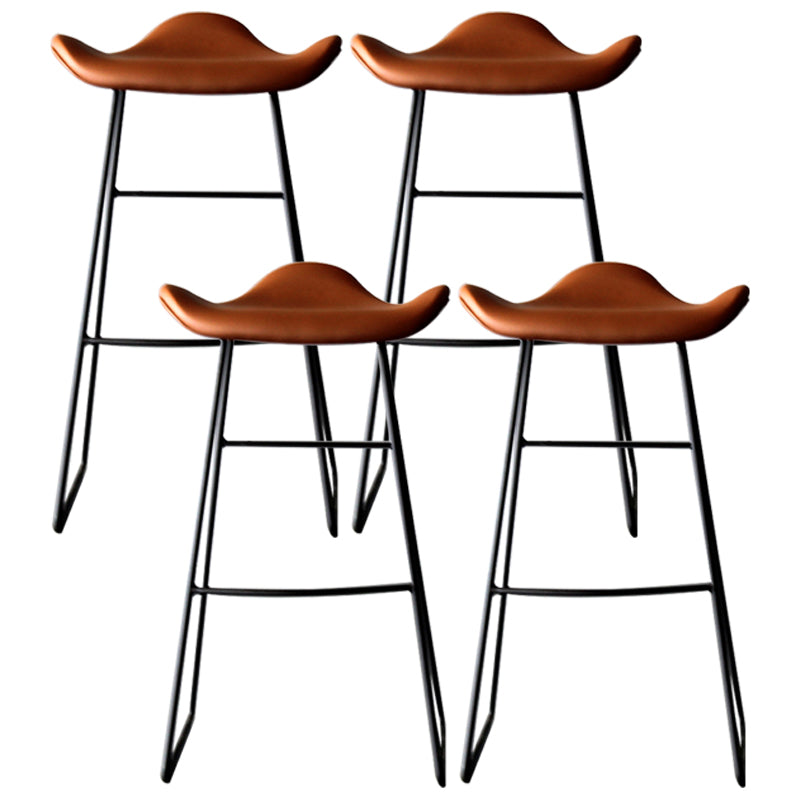Black PU Leather Barstools Industrial Low Back Bristol Counter Stool with Saddle Seat Brown Set of 4 Clearhalo 'Bar Furniture' 'Bar Stools' 'bar_stools' 'furniture_bar_stools' 'Kitchen & Dining Furniture' 'kitchen&dining_furn' 'kitchen' 'kitchen_furn' Furniture' 4183032