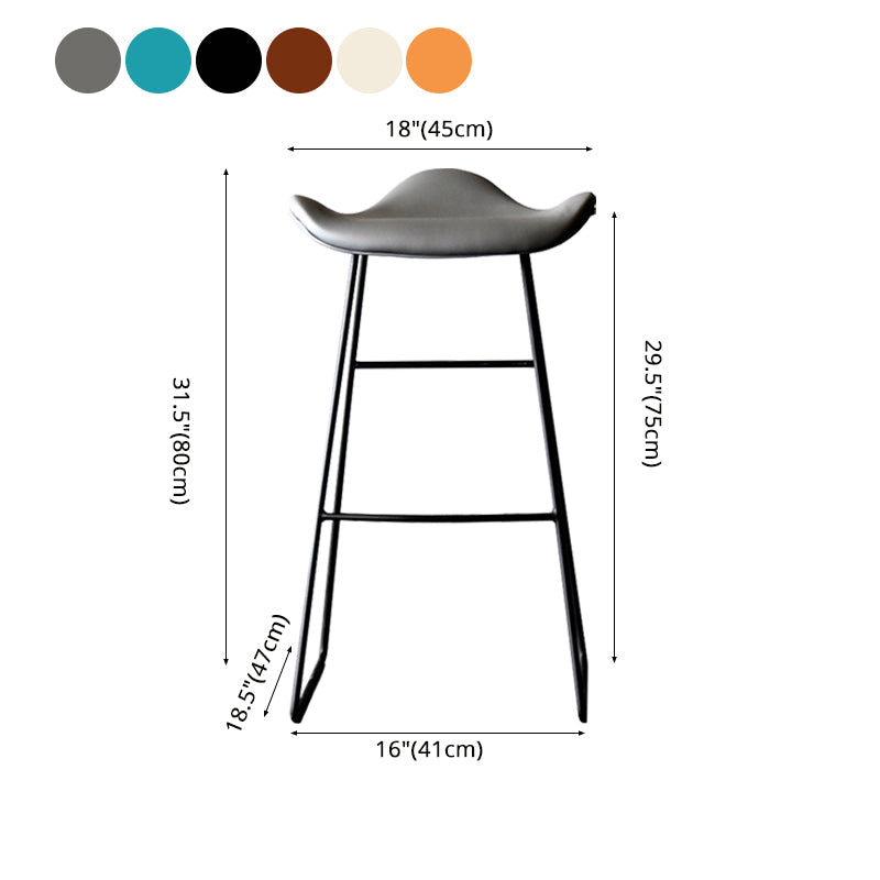 Black PU Leather Barstools Industrial Low Back Bristol Counter Stool with Saddle Seat Clearhalo 'Bar Furniture' 'Bar Stools' 'bar_stools' 'furniture_bar_stools' 'Kitchen & Dining Furniture' 'kitchen&dining_furn' 'kitchen' 'kitchen_furn' Furniture' 4183037
