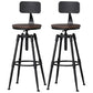 Industrial Iron Adjustable Swivel Barstool Indoor Tall Stool with Round Pine Seat Black Set of 2 Clearhalo 'Bar Furniture' 'Bar Stools' 'bar_stools' 'furniture_bar_stools' 'Kitchen & Dining Furniture' 'kitchen&dining_furn' 'kitchen' 'kitchen_furn' Furniture' 4183040