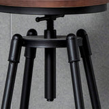 Industrial Iron Adjustable Swivel Barstool Indoor Tall Stool with Round Pine Seat Clearhalo 'Bar Furniture' 'Bar Stools' 'bar_stools' 'furniture_bar_stools' 'Kitchen & Dining Furniture' 'kitchen&dining_furn' 'kitchen' 'kitchen_furn' Furniture' 4183048