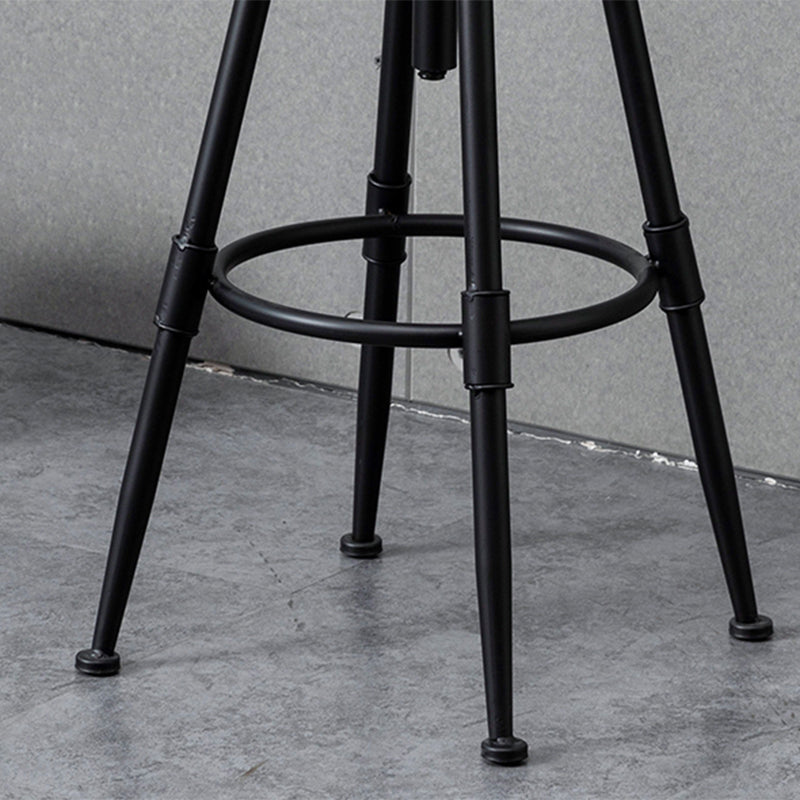 Industrial Iron Adjustable Swivel Barstool Indoor Tall Stool with Round Pine Seat Clearhalo 'Bar Furniture' 'Bar Stools' 'bar_stools' 'furniture_bar_stools' 'Kitchen & Dining Furniture' 'kitchen&dining_furn' 'kitchen' 'kitchen_furn' Furniture' 4183049