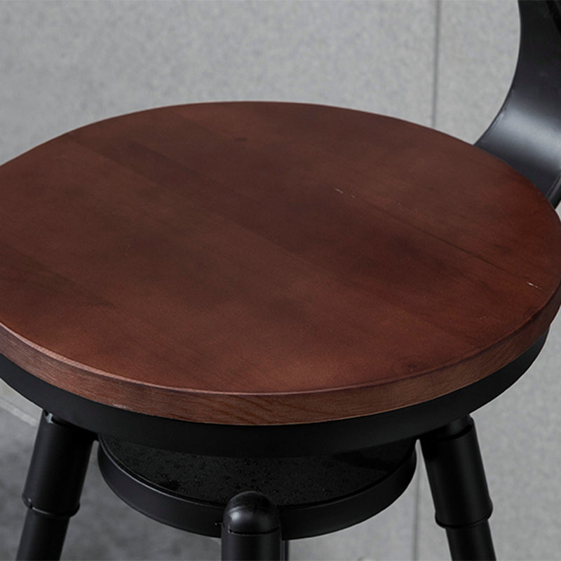 Industrial Iron Adjustable Swivel Barstool Indoor Tall Stool with Round Pine Seat Clearhalo 'Bar Furniture' 'Bar Stools' 'bar_stools' 'furniture_bar_stools' 'Kitchen & Dining Furniture' 'kitchen&dining_furn' 'kitchen' 'kitchen_furn' Furniture' 4183050