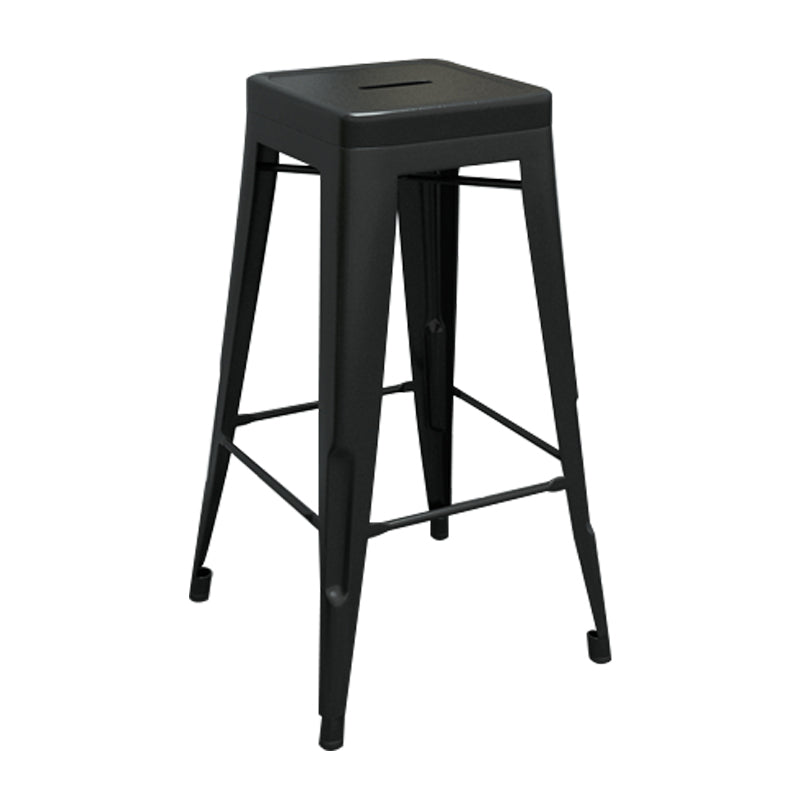 Industrial Iron 30" Barstool Indoor Stackable Tall Stool with Square Seat Black 1 Piece Clearhalo 'Bar Furniture' 'Bar Stools' 'bar_stools' 'furniture_bar_stools' 'Kitchen & Dining Furniture' 'kitchen&dining_furn' 'kitchen' 'kitchen_furn' Furniture' 4183054