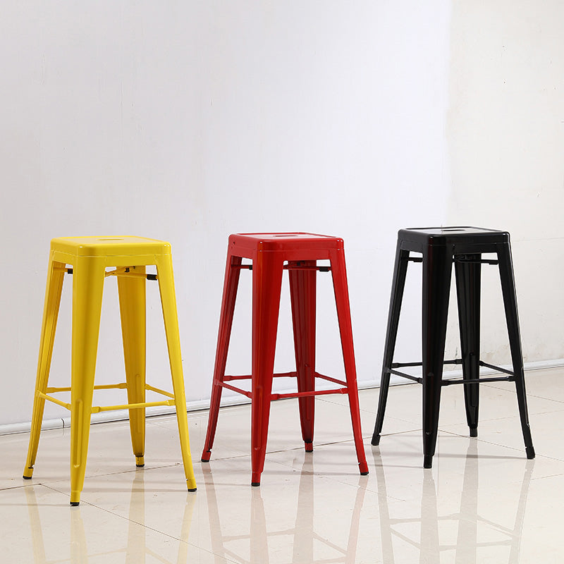 Industrial Iron 30" Barstool Indoor Stackable Tall Stool with Square Seat Clearhalo 'Bar Furniture' 'Bar Stools' 'bar_stools' 'furniture_bar_stools' 'Kitchen & Dining Furniture' 'kitchen&dining_furn' 'kitchen' 'kitchen_furn' Furniture' 4183055