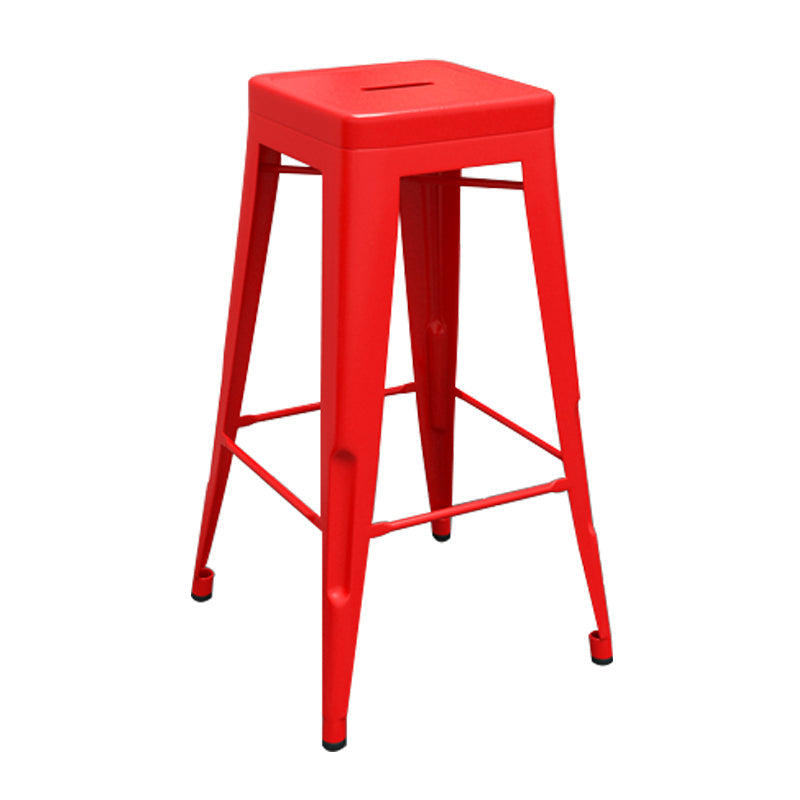 Industrial Iron 30" Barstool Indoor Stackable Tall Stool with Square Seat Red 1 Piece Clearhalo 'Bar Furniture' 'Bar Stools' 'bar_stools' 'furniture_bar_stools' 'Kitchen & Dining Furniture' 'kitchen&dining_furn' 'kitchen' 'kitchen_furn' Furniture' 4183056