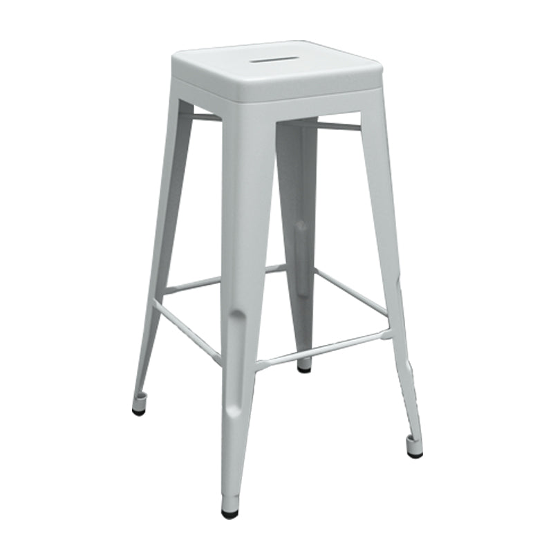 Industrial Iron 30" Barstool Indoor Stackable Tall Stool with Square Seat White 1 Piece Clearhalo 'Bar Furniture' 'Bar Stools' 'bar_stools' 'furniture_bar_stools' 'Kitchen & Dining Furniture' 'kitchen&dining_furn' 'kitchen' 'kitchen_furn' Furniture' 4183058