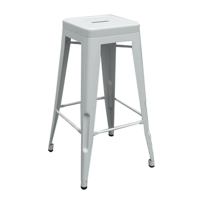 Industrial Iron 30" Barstool Indoor Stackable Tall Stool with Square Seat White 1 Piece Clearhalo 'Bar Furniture' 'Bar Stools' 'bar_stools' 'furniture_bar_stools' 'Kitchen & Dining Furniture' 'kitchen&dining_furn' 'kitchen' 'kitchen_furn' Furniture' 4183058