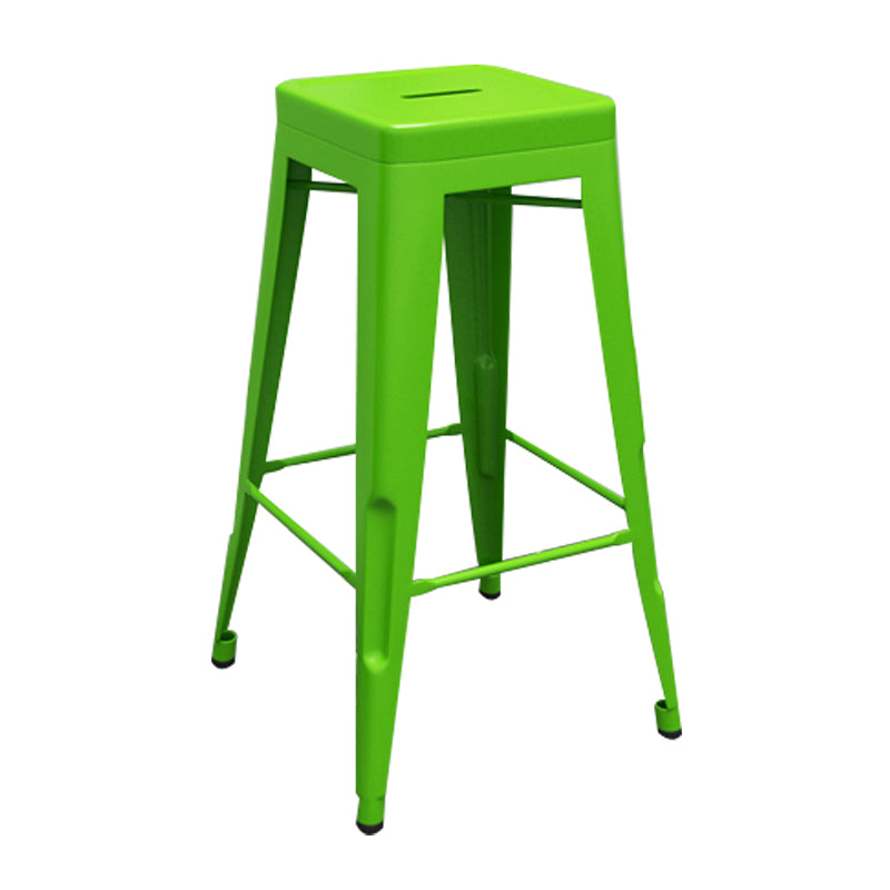 Industrial Iron 30" Barstool Indoor Stackable Tall Stool with Square Seat Green 1 Piece Clearhalo 'Bar Furniture' 'Bar Stools' 'bar_stools' 'furniture_bar_stools' 'Kitchen & Dining Furniture' 'kitchen&dining_furn' 'kitchen' 'kitchen_furn' Furniture' 4183060
