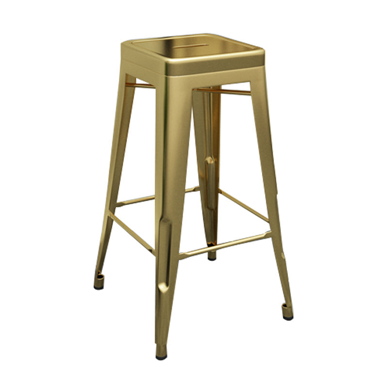 Industrial Iron 30" Barstool Indoor Stackable Tall Stool with Square Seat Gold 1 Piece Clearhalo 'Bar Furniture' 'Bar Stools' 'bar_stools' 'furniture_bar_stools' 'Kitchen & Dining Furniture' 'kitchen&dining_furn' 'kitchen' 'kitchen_furn' Furniture' 4183061