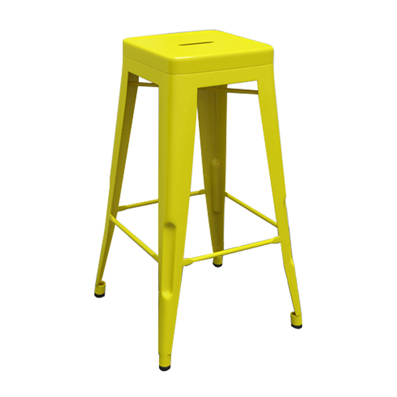 Industrial Iron 30" Barstool Indoor Stackable Tall Stool with Square Seat Yellow 1 Piece Clearhalo 'Bar Furniture' 'Bar Stools' 'bar_stools' 'furniture_bar_stools' 'Kitchen & Dining Furniture' 'kitchen&dining_furn' 'kitchen' 'kitchen_furn' Furniture' 4183062