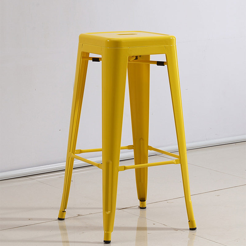 Industrial Iron 30" Barstool Indoor Stackable Tall Stool with Square Seat Clearhalo 'Bar Furniture' 'Bar Stools' 'bar_stools' 'furniture_bar_stools' 'Kitchen & Dining Furniture' 'kitchen&dining_furn' 'kitchen' 'kitchen_furn' Furniture' 4183065