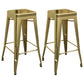 Industrial Iron 30" Barstool Indoor Stackable Tall Stool with Square Seat Gold Set of 2 Clearhalo 'Bar Furniture' 'Bar Stools' 'bar_stools' 'furniture_bar_stools' 'Kitchen & Dining Furniture' 'kitchen&dining_furn' 'kitchen' 'kitchen_furn' Furniture' 4183066