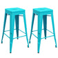 Industrial Iron 30" Barstool Indoor Stackable Tall Stool with Square Seat Blue Set of 2 Clearhalo 'Bar Furniture' 'Bar Stools' 'bar_stools' 'furniture_bar_stools' 'Kitchen & Dining Furniture' 'kitchen&dining_furn' 'kitchen' 'kitchen_furn' Furniture' 4183068