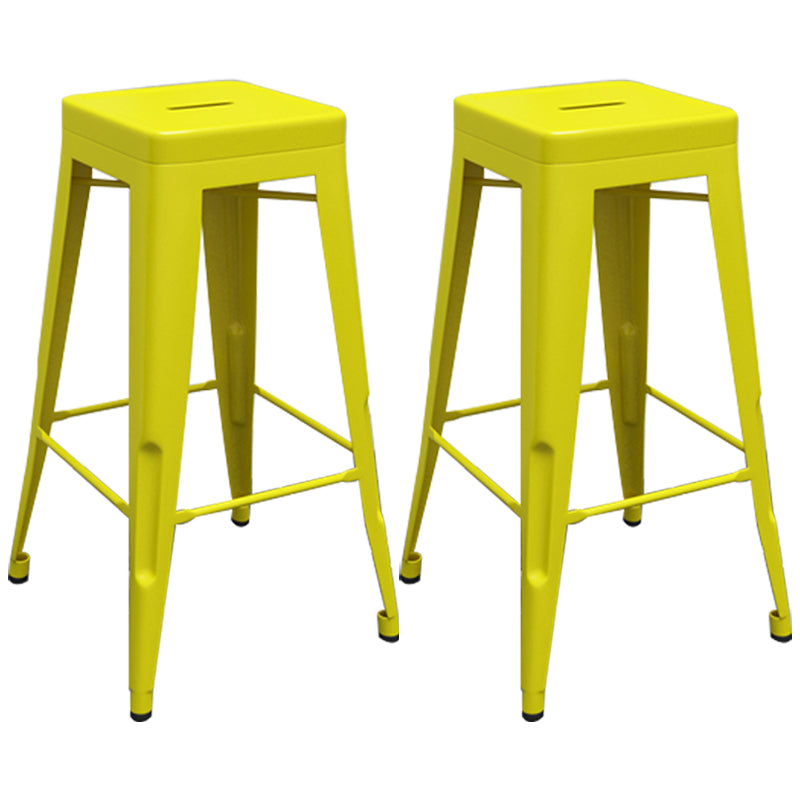 Industrial Iron 30" Barstool Indoor Stackable Tall Stool with Square Seat Yellow Set of 2 Clearhalo 'Bar Furniture' 'Bar Stools' 'bar_stools' 'furniture_bar_stools' 'Kitchen & Dining Furniture' 'kitchen&dining_furn' 'kitchen' 'kitchen_furn' Furniture' 4183069