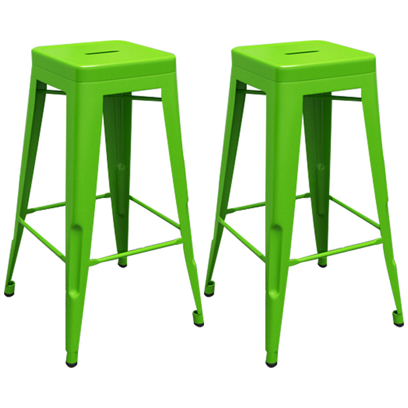 Industrial Iron 30" Barstool Indoor Stackable Tall Stool with Square Seat Green Set of 2 Clearhalo 'Bar Furniture' 'Bar Stools' 'bar_stools' 'furniture_bar_stools' 'Kitchen & Dining Furniture' 'kitchen&dining_furn' 'kitchen' 'kitchen_furn' Furniture' 4183070