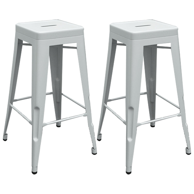 Industrial Iron 30" Barstool Indoor Stackable Tall Stool with Square Seat White Set of 2 Clearhalo 'Bar Furniture' 'Bar Stools' 'bar_stools' 'furniture_bar_stools' 'Kitchen & Dining Furniture' 'kitchen&dining_furn' 'kitchen' 'kitchen_furn' Furniture' 4183071