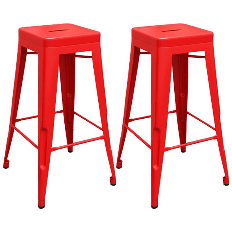Industrial Iron 30" Barstool Indoor Stackable Tall Stool with Square Seat Red Set of 2 Clearhalo 'Bar Furniture' 'Bar Stools' 'bar_stools' 'furniture_bar_stools' 'Kitchen & Dining Furniture' 'kitchen&dining_furn' 'kitchen' 'kitchen_furn' Furniture' 4183072