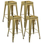 Industrial Iron 30" Barstool Indoor Stackable Tall Stool with Square Seat Gold Set of 4 Clearhalo 'Bar Furniture' 'Bar Stools' 'bar_stools' 'furniture_bar_stools' 'Kitchen & Dining Furniture' 'kitchen&dining_furn' 'kitchen' 'kitchen_furn' Furniture' 4183075