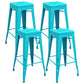Industrial Iron 30" Barstool Indoor Stackable Tall Stool with Square Seat Blue Set of 4 Clearhalo 'Bar Furniture' 'Bar Stools' 'bar_stools' 'furniture_bar_stools' 'Kitchen & Dining Furniture' 'kitchen&dining_furn' 'kitchen' 'kitchen_furn' Furniture' 4183076