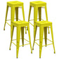 Industrial Iron 30" Barstool Indoor Stackable Tall Stool with Square Seat Yellow Set of 4 Clearhalo 'Bar Furniture' 'Bar Stools' 'bar_stools' 'furniture_bar_stools' 'Kitchen & Dining Furniture' 'kitchen&dining_furn' 'kitchen' 'kitchen_furn' Furniture' 4183077