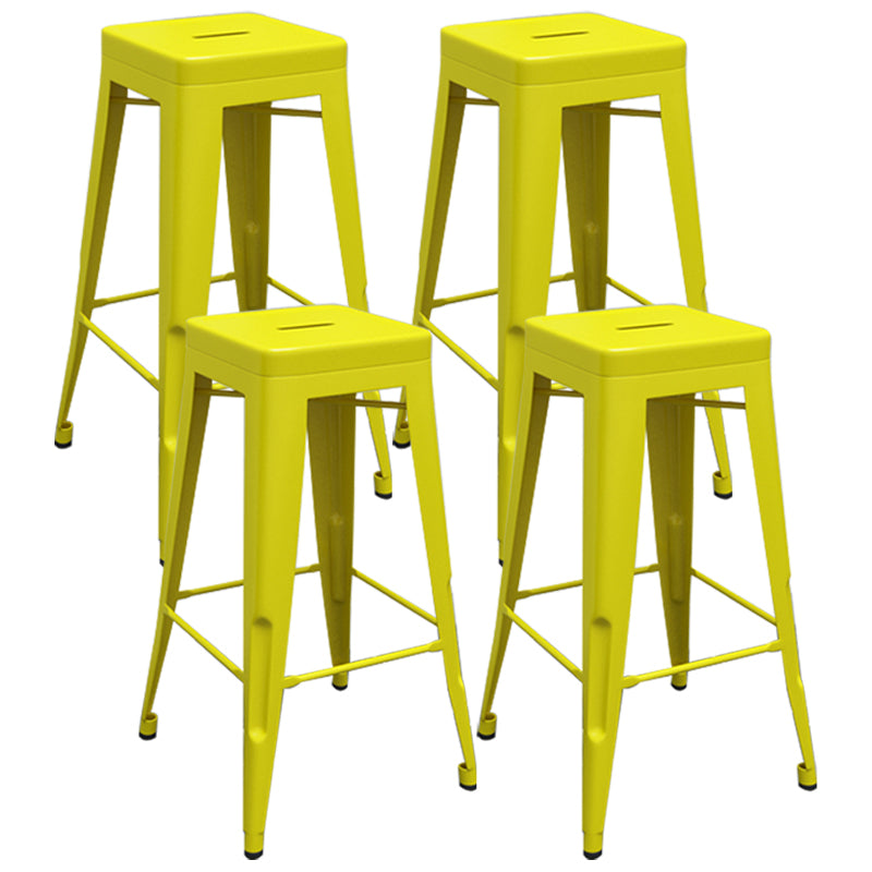 Industrial Iron 30" Barstool Indoor Stackable Tall Stool with Square Seat Yellow Set of 4 Clearhalo 'Bar Furniture' 'Bar Stools' 'bar_stools' 'furniture_bar_stools' 'Kitchen & Dining Furniture' 'kitchen&dining_furn' 'kitchen' 'kitchen_furn' Furniture' 4183077