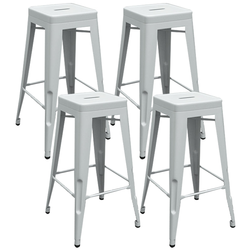 Industrial Iron 30" Barstool Indoor Stackable Tall Stool with Square Seat White Set of 4 Clearhalo 'Bar Furniture' 'Bar Stools' 'bar_stools' 'furniture_bar_stools' 'Kitchen & Dining Furniture' 'kitchen&dining_furn' 'kitchen' 'kitchen_furn' Furniture' 4183079