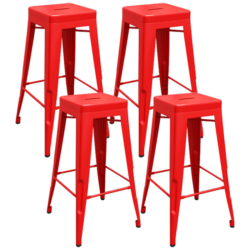 Industrial Iron 30" Barstool Indoor Stackable Tall Stool with Square Seat Red Set of 4 Clearhalo 'Bar Furniture' 'Bar Stools' 'bar_stools' 'furniture_bar_stools' 'Kitchen & Dining Furniture' 'kitchen&dining_furn' 'kitchen' 'kitchen_furn' Furniture' 4183080