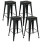 Industrial Iron 30" Barstool Indoor Stackable Tall Stool with Square Seat Black Set of 4 Clearhalo 'Bar Furniture' 'Bar Stools' 'bar_stools' 'furniture_bar_stools' 'Kitchen & Dining Furniture' 'kitchen&dining_furn' 'kitchen' 'kitchen_furn' Furniture' 4183081