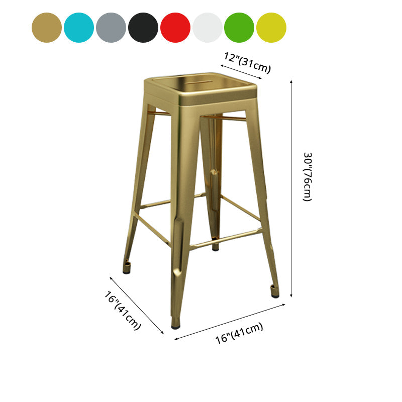 Industrial Iron 30" Barstool Indoor Stackable Tall Stool with Square Seat Clearhalo 'Bar Furniture' 'Bar Stools' 'bar_stools' 'furniture_bar_stools' 'Kitchen & Dining Furniture' 'kitchen&dining_furn' 'kitchen' 'kitchen_furn' Furniture' 4183083