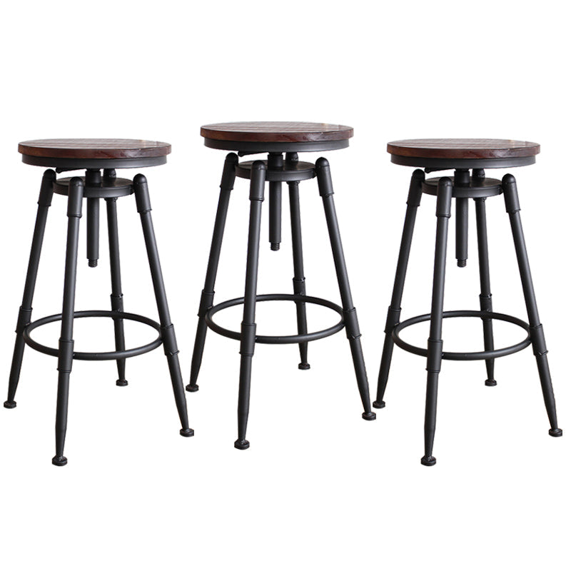 Rotating Barstool Industrial Style 4 Feet Bar Stool for Dining Room Set of 3 Dark Wood Backless Clearhalo 'Bar Furniture' 'Bar Stools' 'bar_stools' 'furniture_bar_stools' 'Kitchen & Dining Furniture' 'kitchen&dining_furn' 'kitchen' 'kitchen_furn' Furniture' 4183086