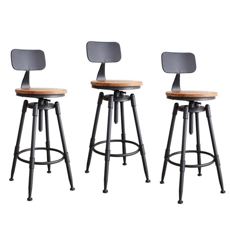 Rotating Barstool Industrial Style 4 Feet Bar Stool for Dining Room Set of 3 Light Wood With Back Clearhalo 'Bar Furniture' 'Bar Stools' 'bar_stools' 'furniture_bar_stools' 'Kitchen & Dining Furniture' 'kitchen&dining_furn' 'kitchen' 'kitchen_furn' Furniture' 4183088