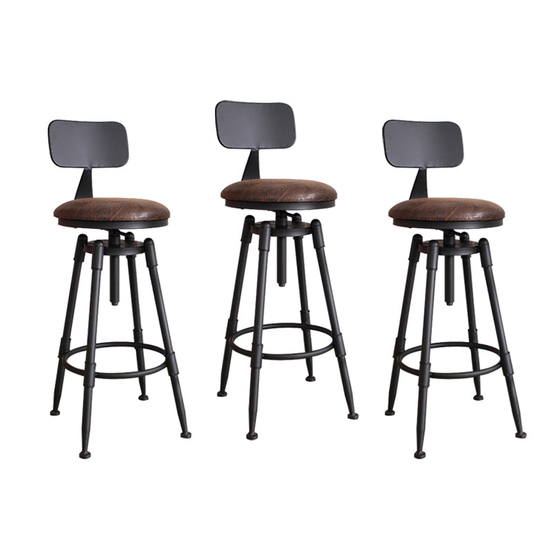Rotating Barstool Industrial Style 4 Feet Bar Stool for Dining Room Set of 3 Brown With Back Clearhalo 'Bar Furniture' 'Bar Stools' 'bar_stools' 'furniture_bar_stools' 'Kitchen & Dining Furniture' 'kitchen&dining_furn' 'kitchen' 'kitchen_furn' Furniture' 4183090