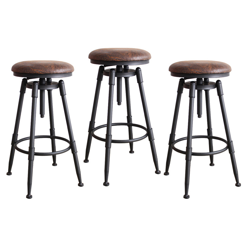 Rotating Barstool Industrial Style 4 Feet Bar Stool for Dining Room Set of 3 Brown Backless Clearhalo 'Bar Furniture' 'Bar Stools' 'bar_stools' 'furniture_bar_stools' 'Kitchen & Dining Furniture' 'kitchen&dining_furn' 'kitchen' 'kitchen_furn' Furniture' 4183092