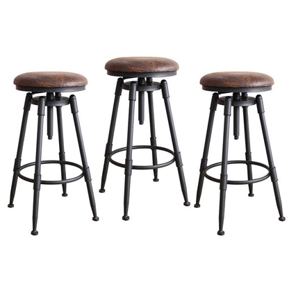 Rotating Barstool Industrial Style 4 Feet Bar Stool for Dining Room Set of 3 Brown Backless Clearhalo 'Bar Furniture' 'Bar Stools' 'bar_stools' 'furniture_bar_stools' 'Kitchen & Dining Furniture' 'kitchen&dining_furn' 'kitchen' 'kitchen_furn' Furniture' 4183092