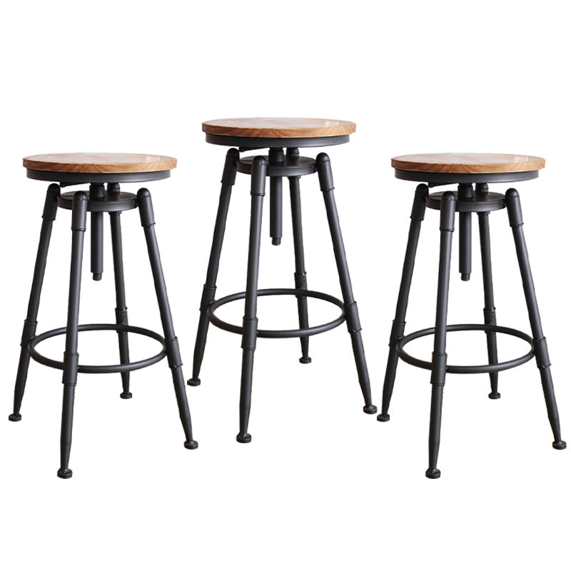 Rotating Barstool Industrial Style 4 Feet Bar Stool for Dining Room Set of 3 Light Wood Backless Clearhalo 'Bar Furniture' 'Bar Stools' 'bar_stools' 'furniture_bar_stools' 'Kitchen & Dining Furniture' 'kitchen&dining_furn' 'kitchen' 'kitchen_furn' Furniture' 4183094